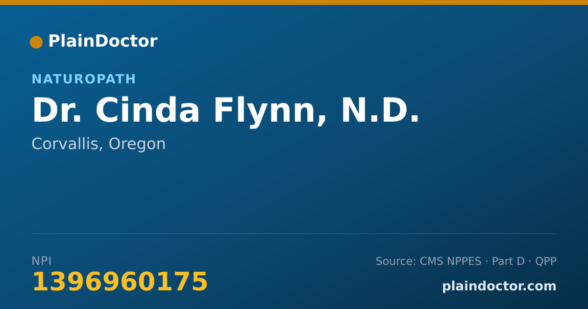 Shareable card for Cinda Flynn, N.D. - Naturopath, Corvallis, OR