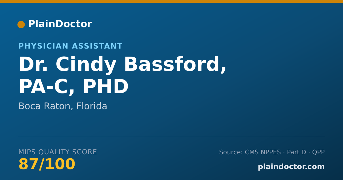 Shareable card for Cindy Bassford, PA-C, PHD - Physician Assistant, Boca Raton, FL