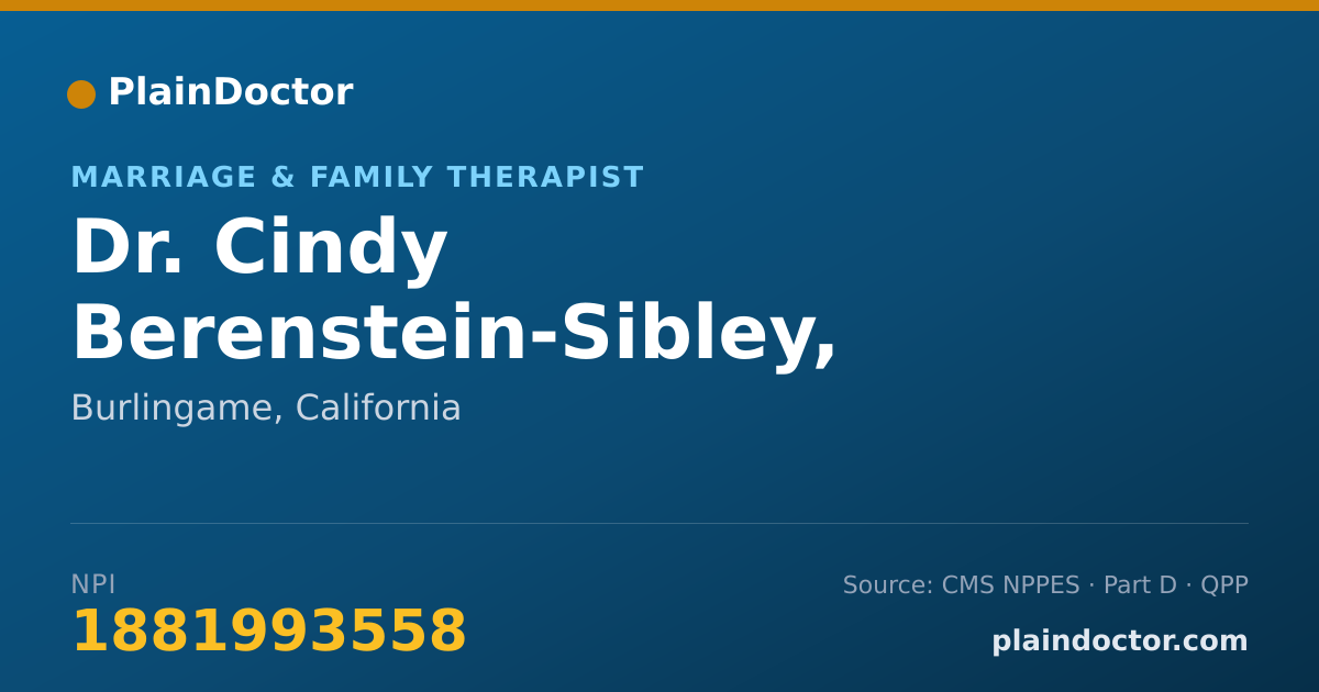 Shareable card for Cindy Berenstein-Sibley, LMFT - Marriage & Family Therapist, Burlingame, CA