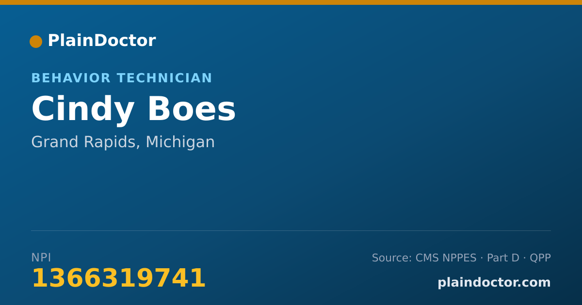 Shareable card for Cindy Boes - Behavior Technician, Grand Rapids, MI