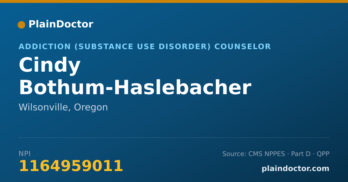 Shareable card for Cindy Bothum-Haslebacher - Addiction (Substance Use Disorder) Counselor, Wilsonville, OR