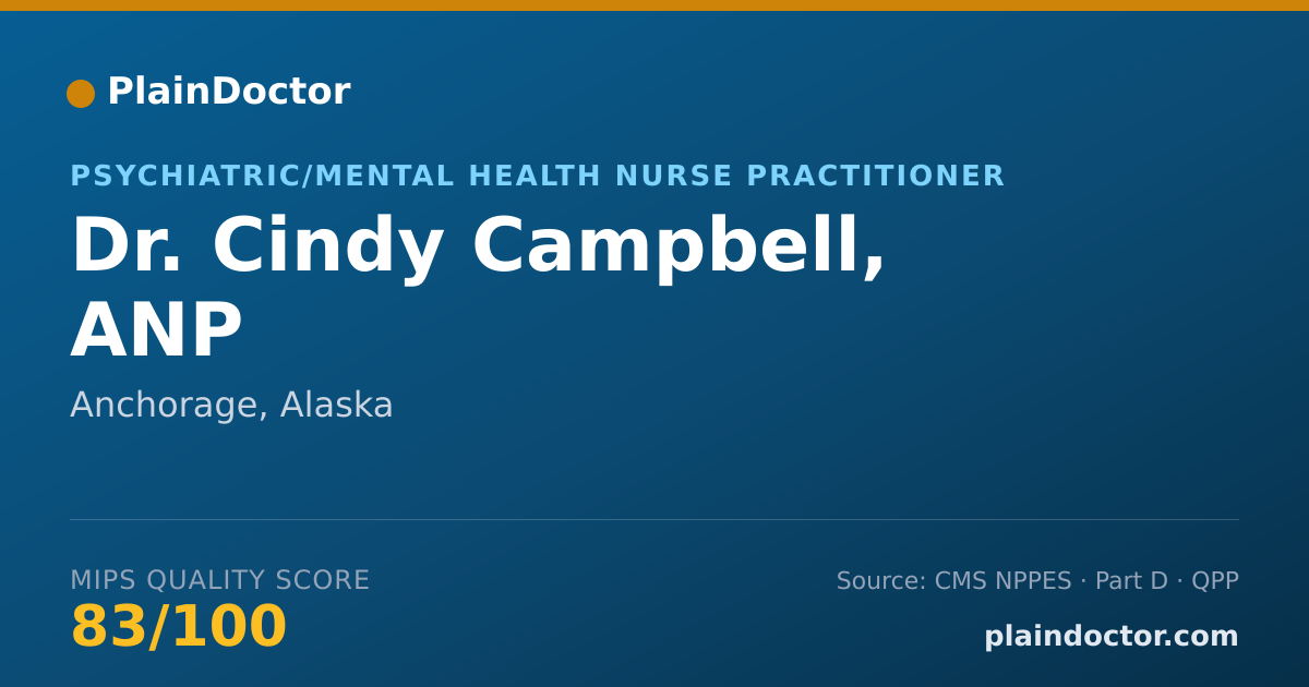 Shareable card for Cindy Campbell, ANP - Psychiatric/Mental Health Nurse Practitioner, Anchorage, AK