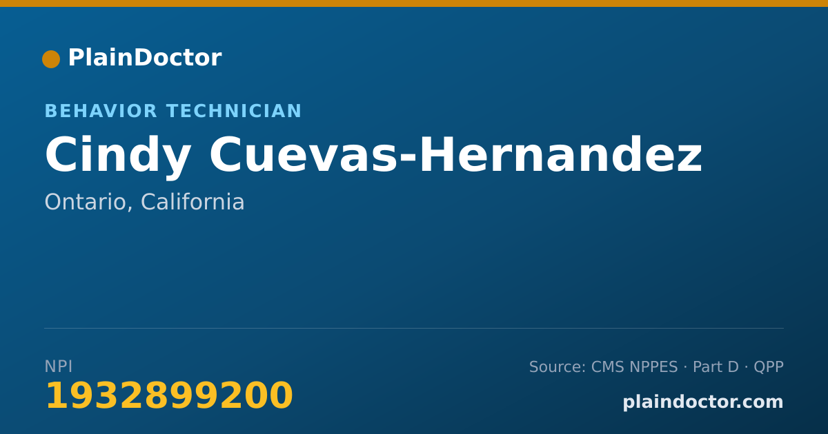 Shareable card for Cindy Cuevas-Hernandez - Behavior Technician, Ontario, CA