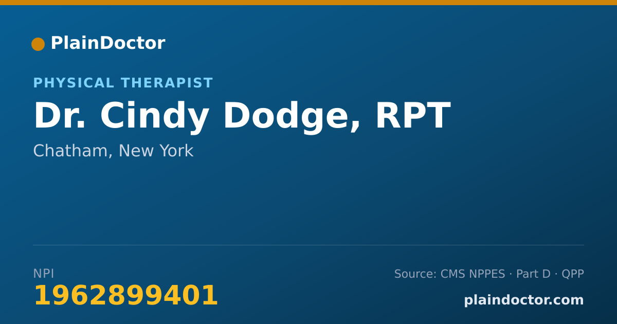 Shareable card for Cindy Dodge, RPT - Physical Therapist, Chatham, NY