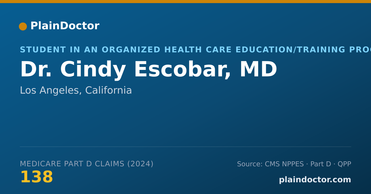 Shareable card for Cindy Escobar, MD - Student in an Organized Health Care Education/Training Program, Los Angeles, CA