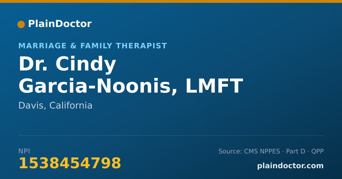 Shareable card for Cindy Garcia-Noonis, LMFT - Marriage & Family Therapist, Davis, CA