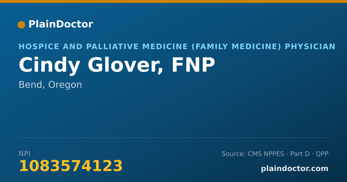 Shareable card for Cindy Glover, FNP - Hospice and Palliative Medicine (Family Medicine) Physician, Bend, OR