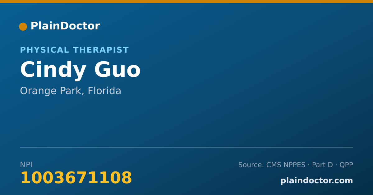 Shareable card for Cindy Guo - Physical Therapist, Orange Park, FL