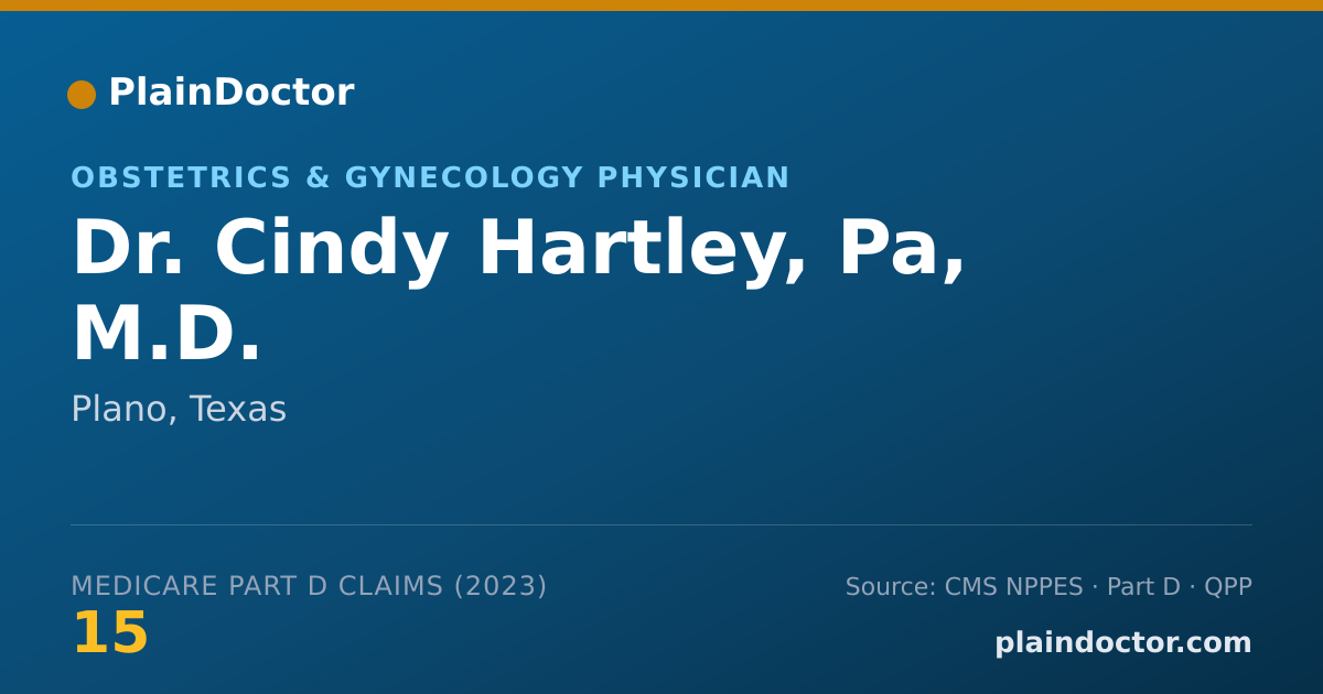 Shareable card for Cindy Hartley, Pa, M.D. - Obstetrics & Gynecology Physician, Plano, TX