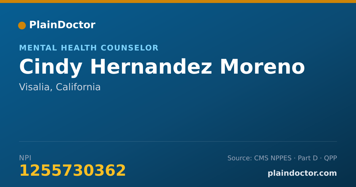 Shareable card for Cindy Hernandez Moreno - Mental Health Counselor, Visalia, CA