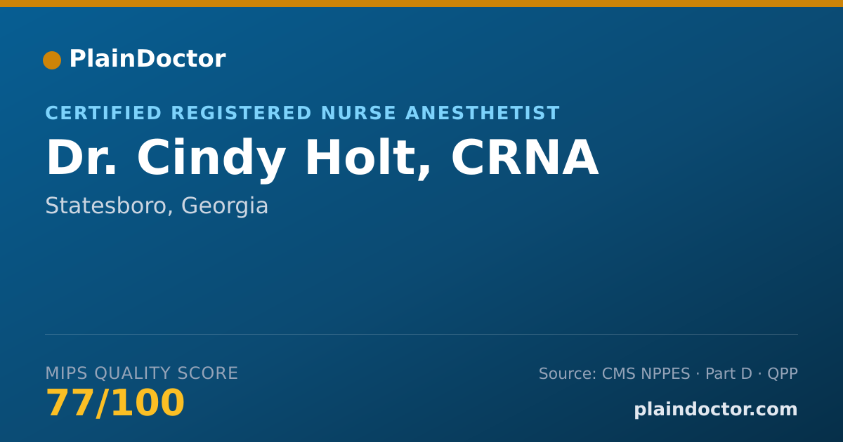 Shareable card for Cindy Holt, CRNA - Certified Registered Nurse Anesthetist, Statesboro, GA
