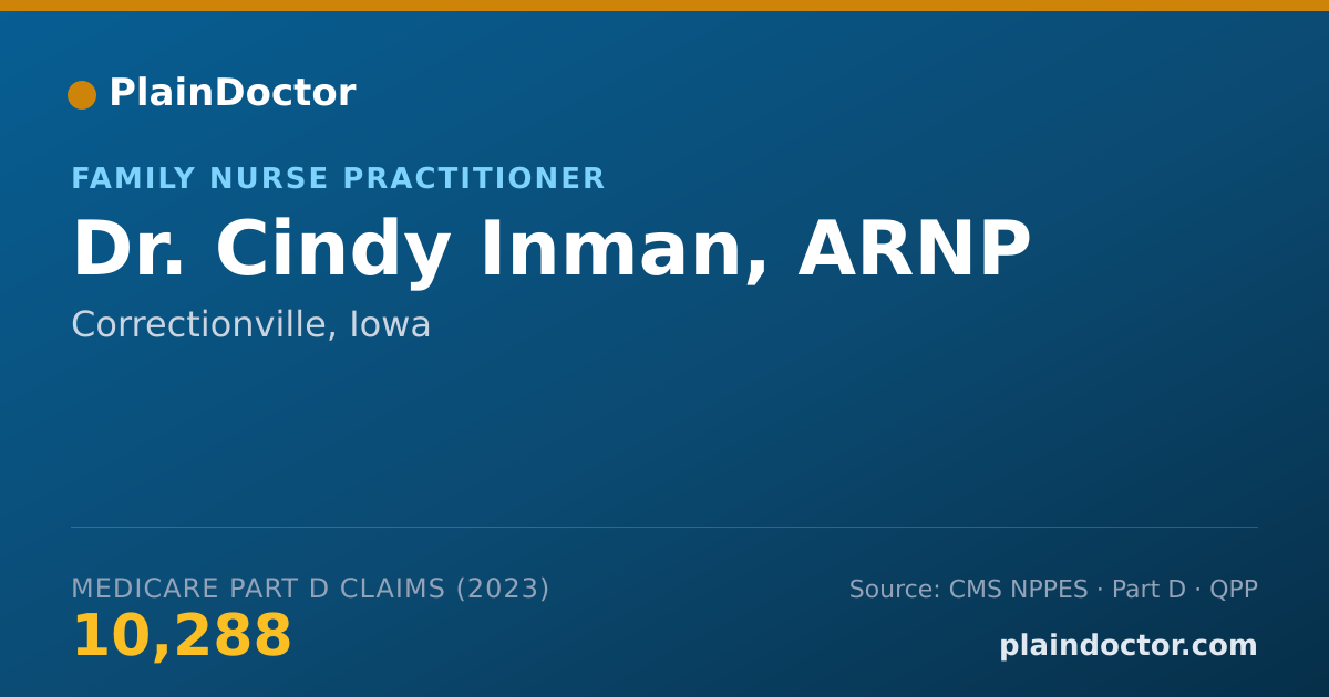 Shareable card for Cindy Inman, ARNP - Family Nurse Practitioner, Correctionville, IA
