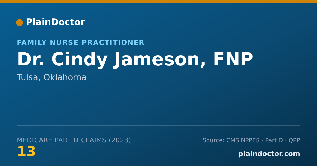 Shareable card for Cindy Jameson, FNP - Family Nurse Practitioner, Tulsa, OK
