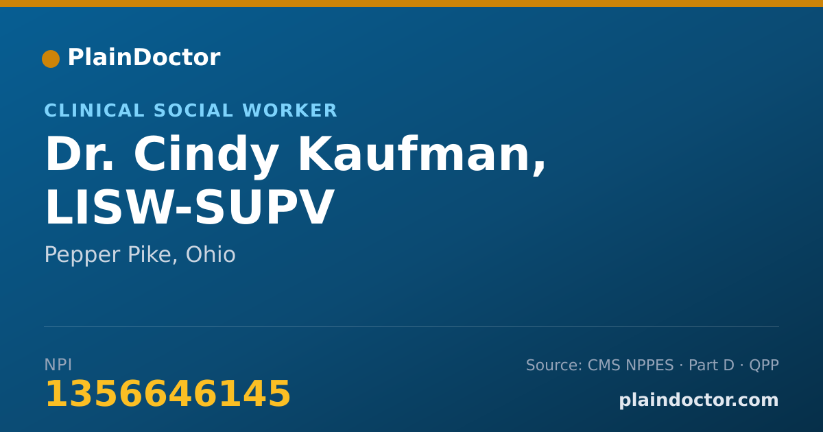 Shareable card for Cindy Kaufman, LISW-SUPV - Clinical Social Worker, Pepper Pike, OH