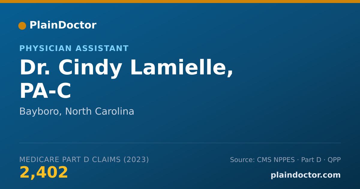 Shareable card for Cindy Lamielle, PA-C - Physician Assistant, Bayboro, NC