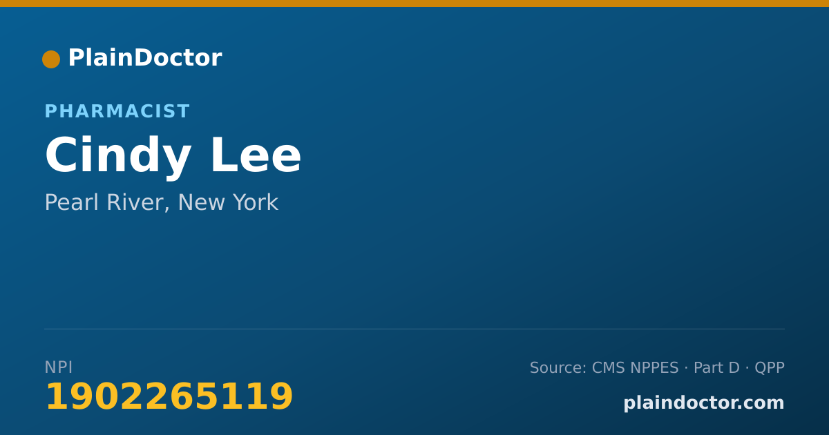 Shareable card for Cindy Lee - Pharmacist, Pearl River, NY
