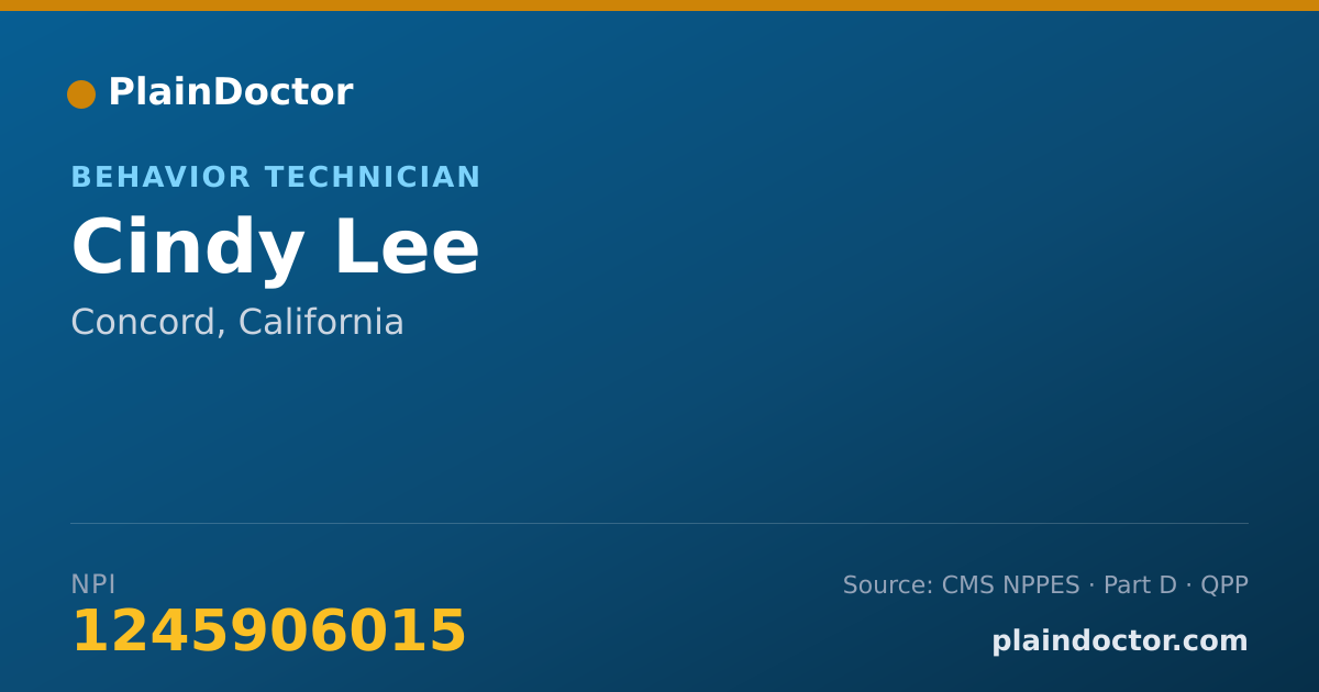 Shareable card for Cindy Lee - Behavior Technician, Concord, CA