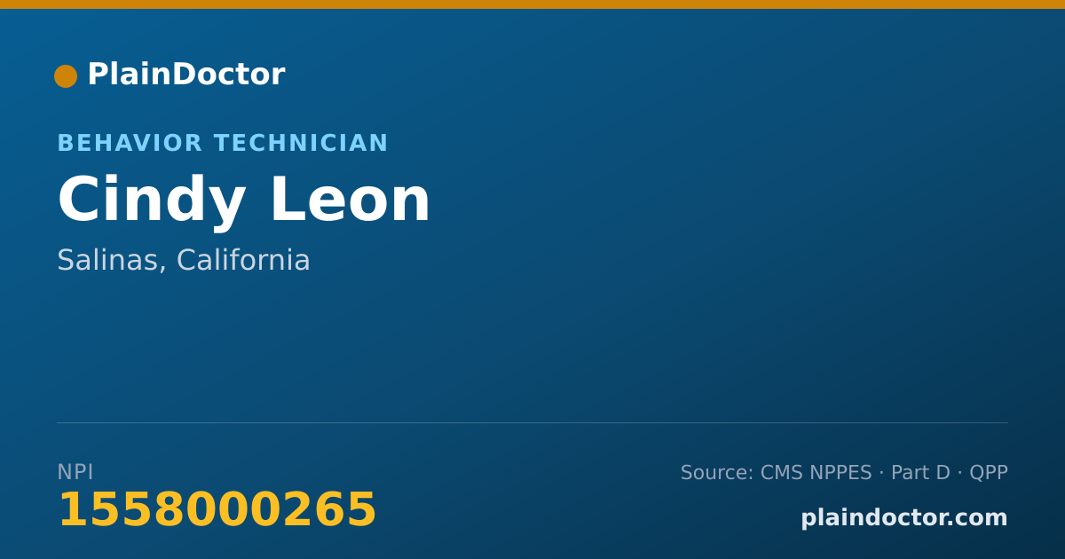 Shareable card for Cindy Leon - Behavior Technician, Salinas, CA