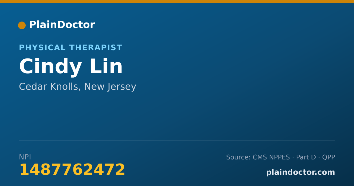 Shareable card for Cindy Lin - Physical Therapist, Cedar Knolls, NJ
