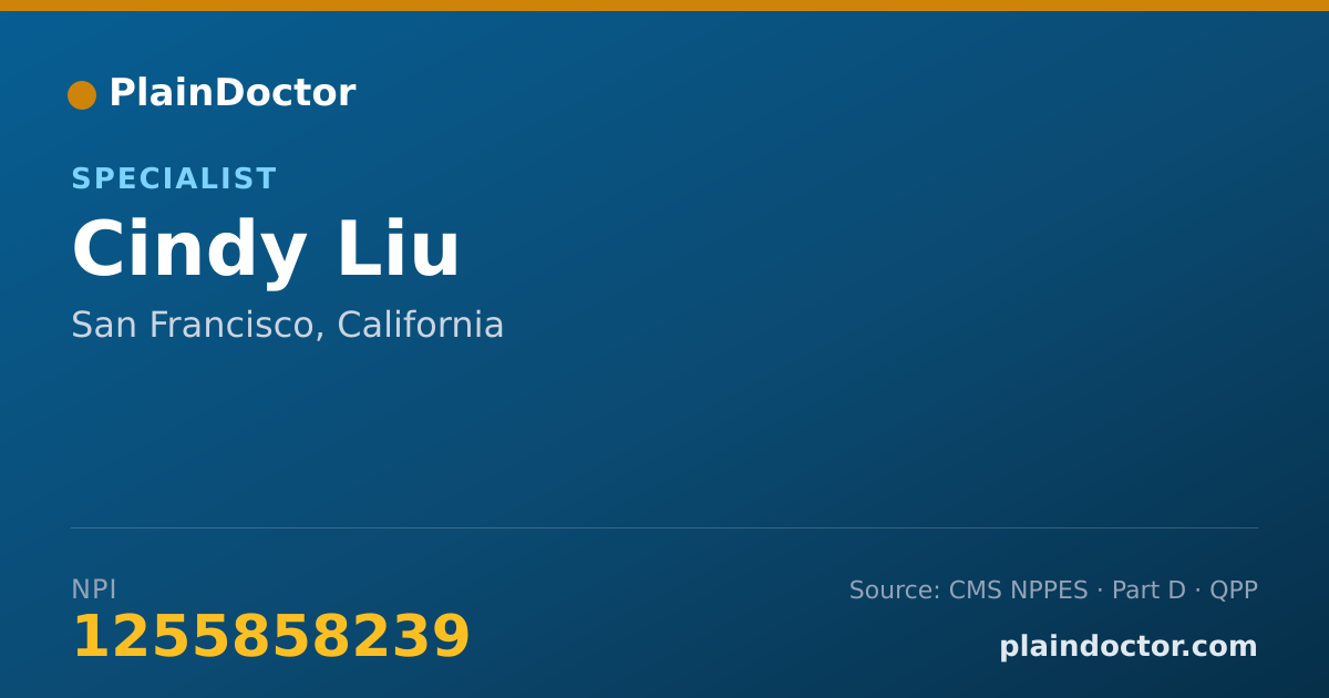 Shareable card for Cindy Liu - Specialist, San Francisco, CA