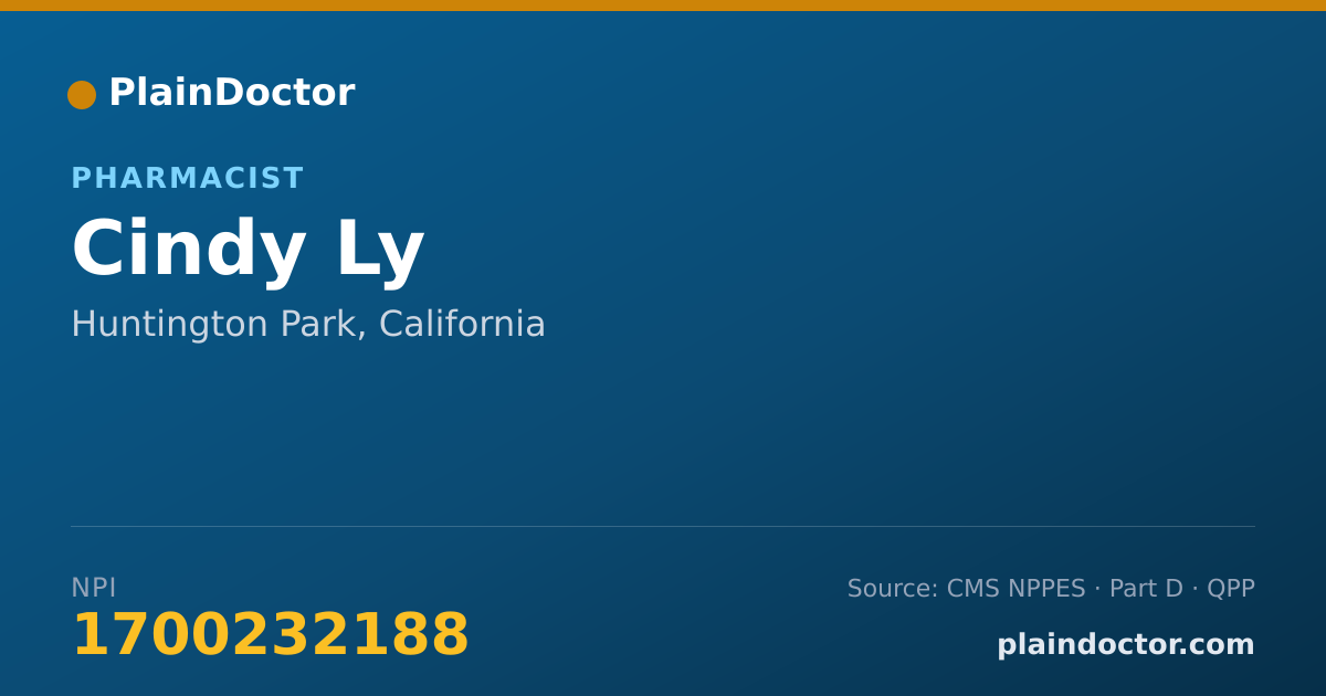 Shareable card for Cindy Ly - Pharmacist, Huntington Park, CA