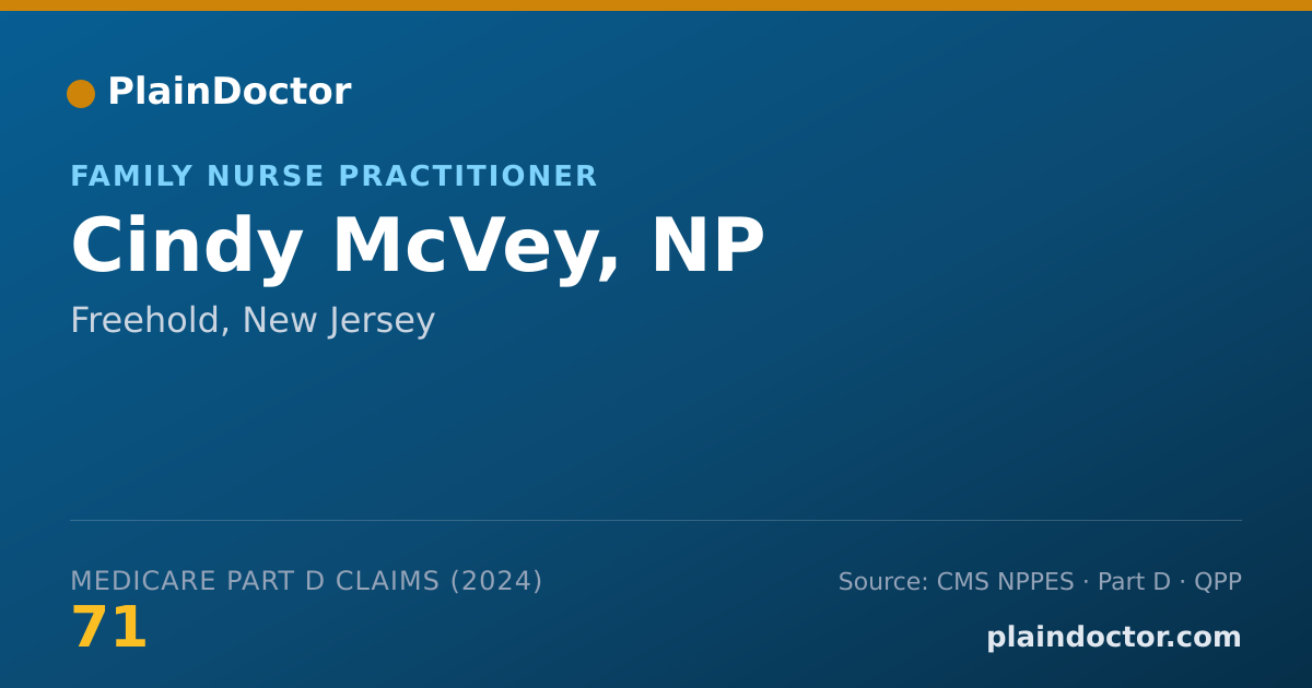 Shareable card for Cindy McVey, NP - Family Nurse Practitioner, Freehold, NJ
