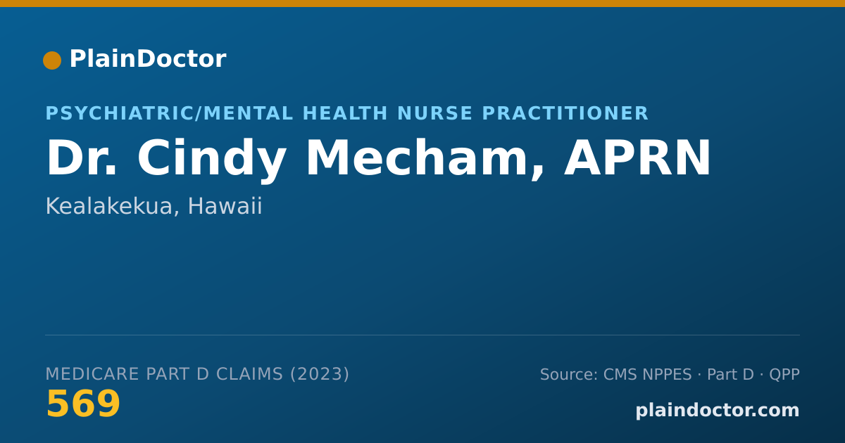 Shareable card for Cindy Mecham, APRN - Psychiatric/Mental Health Nurse Practitioner, Kealakekua, HI