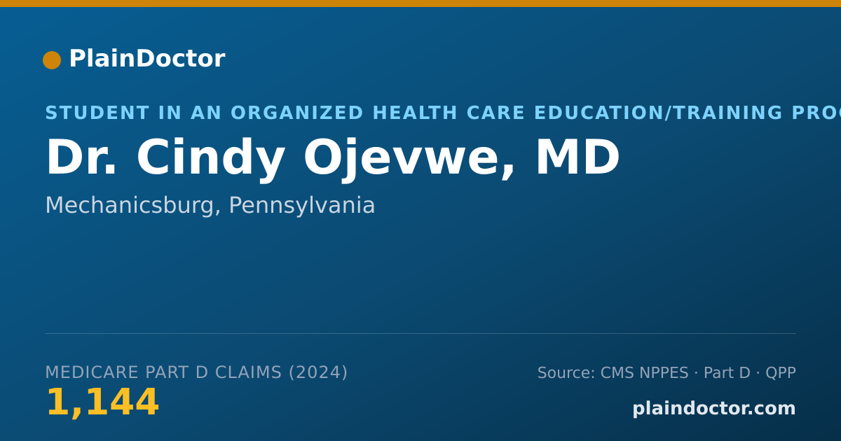 Shareable card for Cindy Ojevwe, MD - Student in an Organized Health Care Education/Training Program, Mechanicsburg, PA