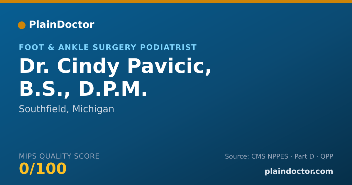 Shareable card for Cindy Pavicic, B.S., D.P.M. - Foot & Ankle Surgery Podiatrist, Southfield, MI