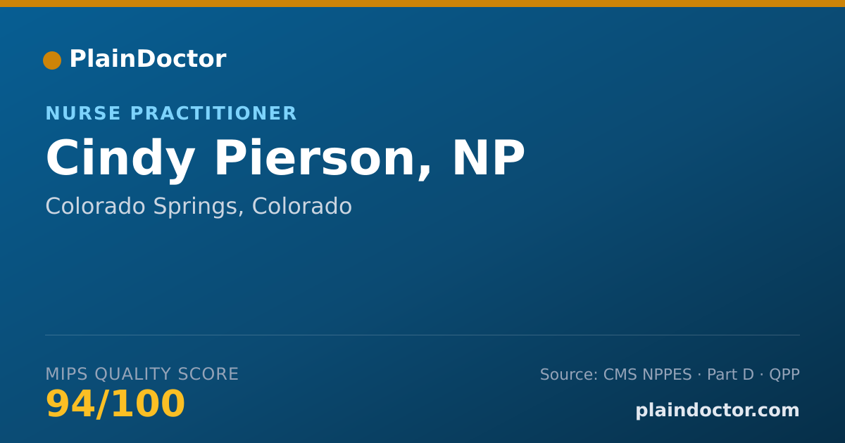 Shareable card for Cindy Pierson, NP - Nurse Practitioner, Colorado Springs, CO