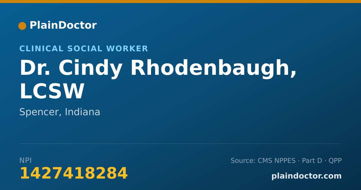 Shareable card for Cindy Rhodenbaugh, LCSW - Clinical Social Worker, Spencer, IN