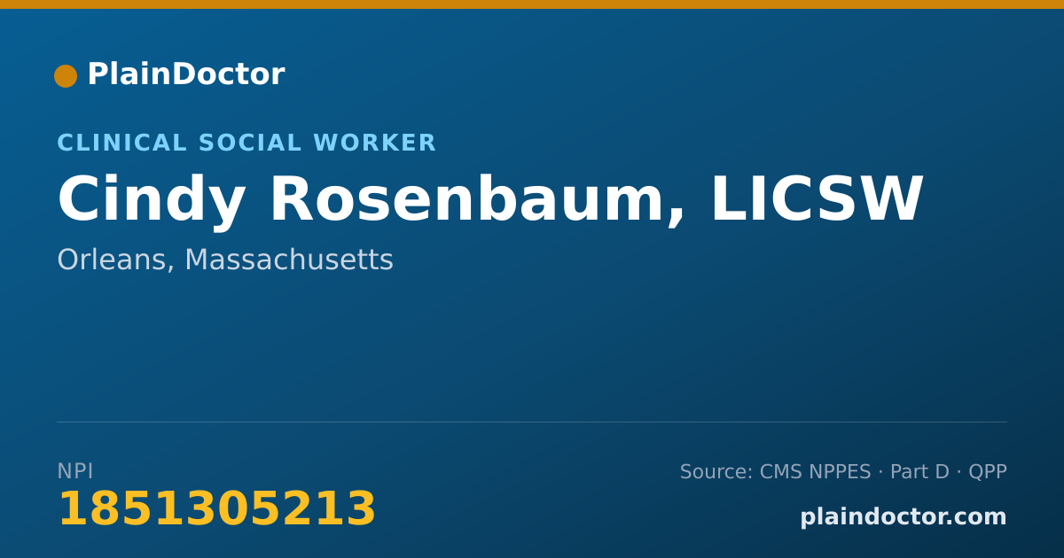 Shareable card for Cindy Rosenbaum, LICSW - Clinical Social Worker, Orleans, MA