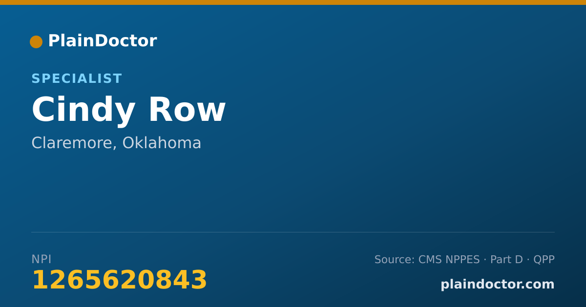 Shareable card for Cindy Row - Specialist, Claremore, OK