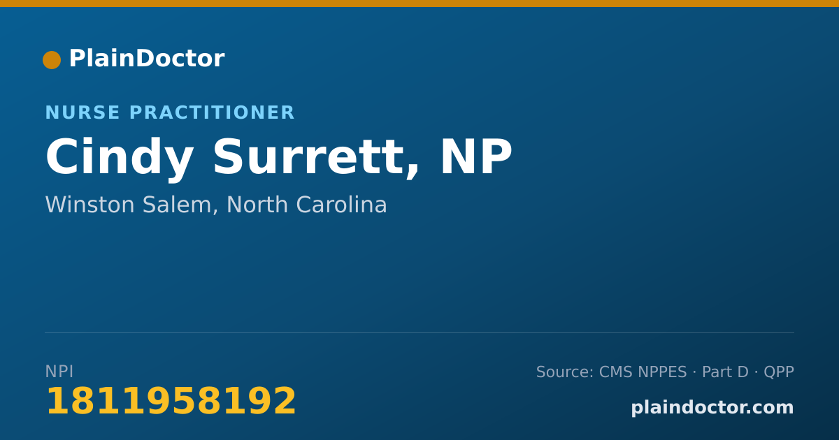 Shareable card for Cindy Surrett, NP - Nurse Practitioner, Winston Salem, NC