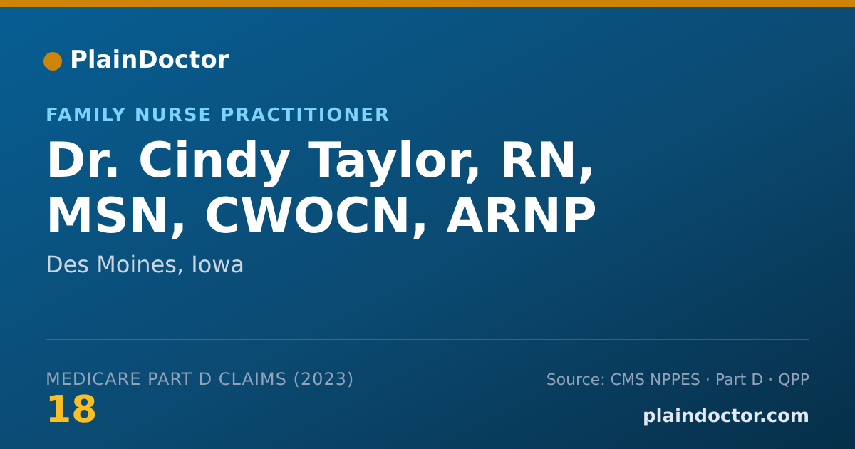 Shareable card for Cindy Taylor, RN, MSN, CWOCN, ARNP - Family Nurse Practitioner, Des Moines, IA