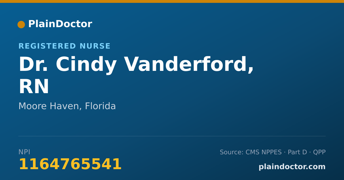 Shareable card for Cindy Vanderford, RN - Registered Nurse, Moore Haven, FL