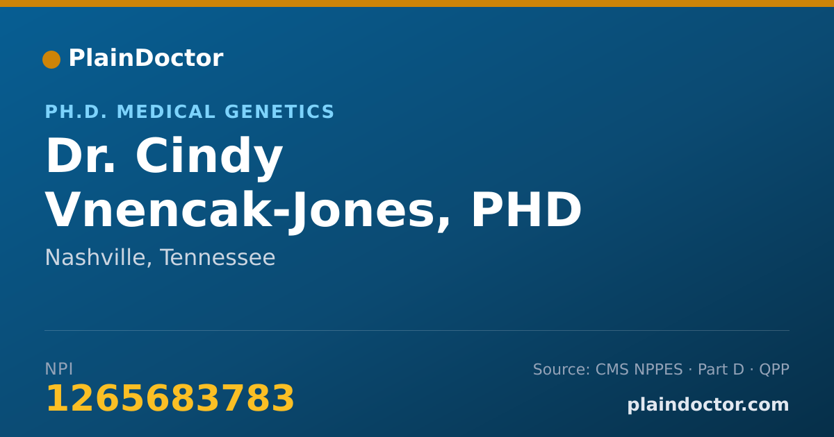 Shareable card for Cindy Vnencak-Jones, PHD - Ph.D. Medical Genetics, Nashville, TN