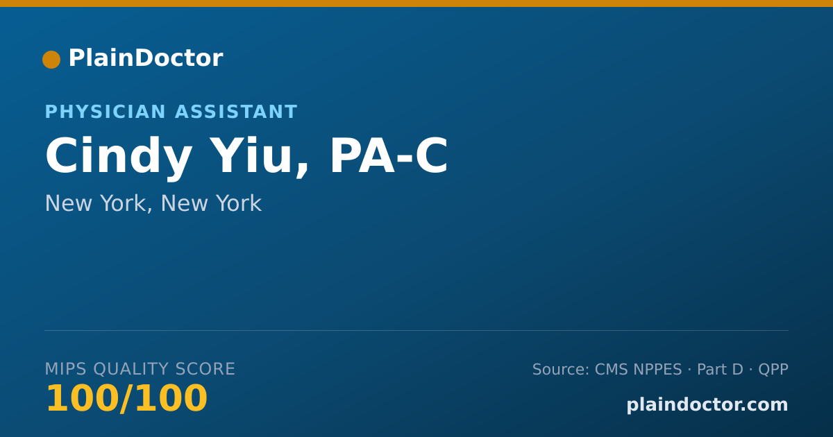 Shareable card for Cindy Yiu, PA-C - Physician Assistant, New York, NY
