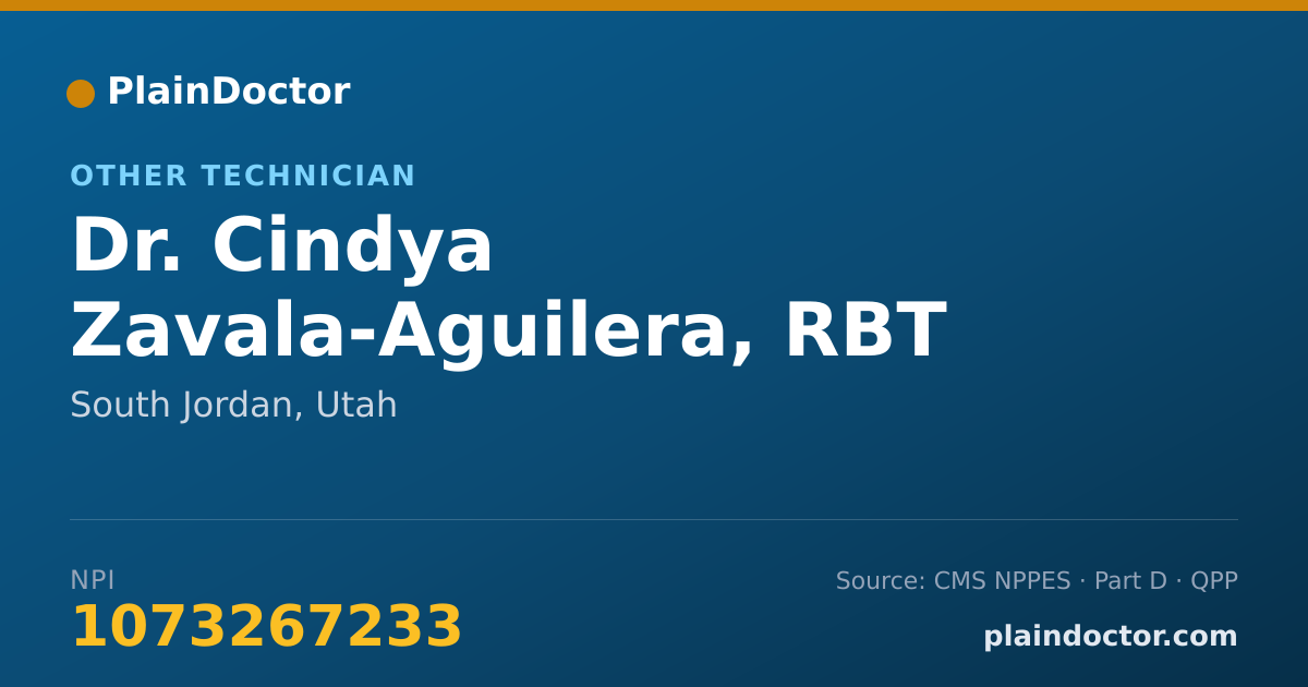Shareable card for Cindya Zavala-Aguilera, RBT - Other Technician, South Jordan, UT
