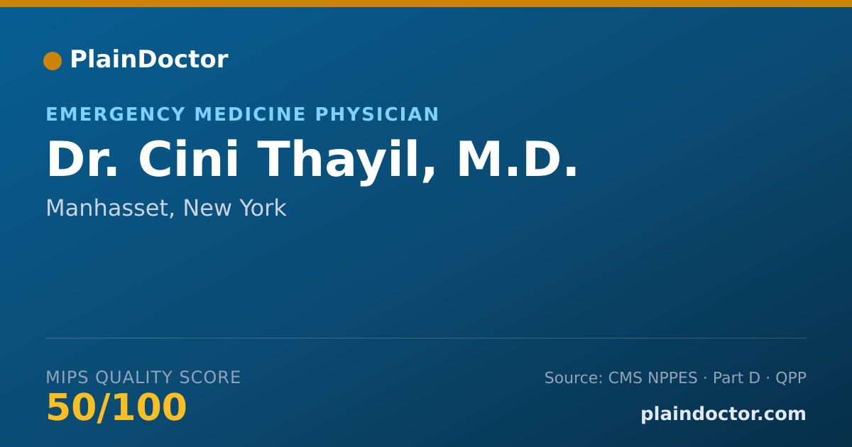 Shareable card for Cini Thayil, M.D. - Emergency Medicine Physician, Manhasset, NY