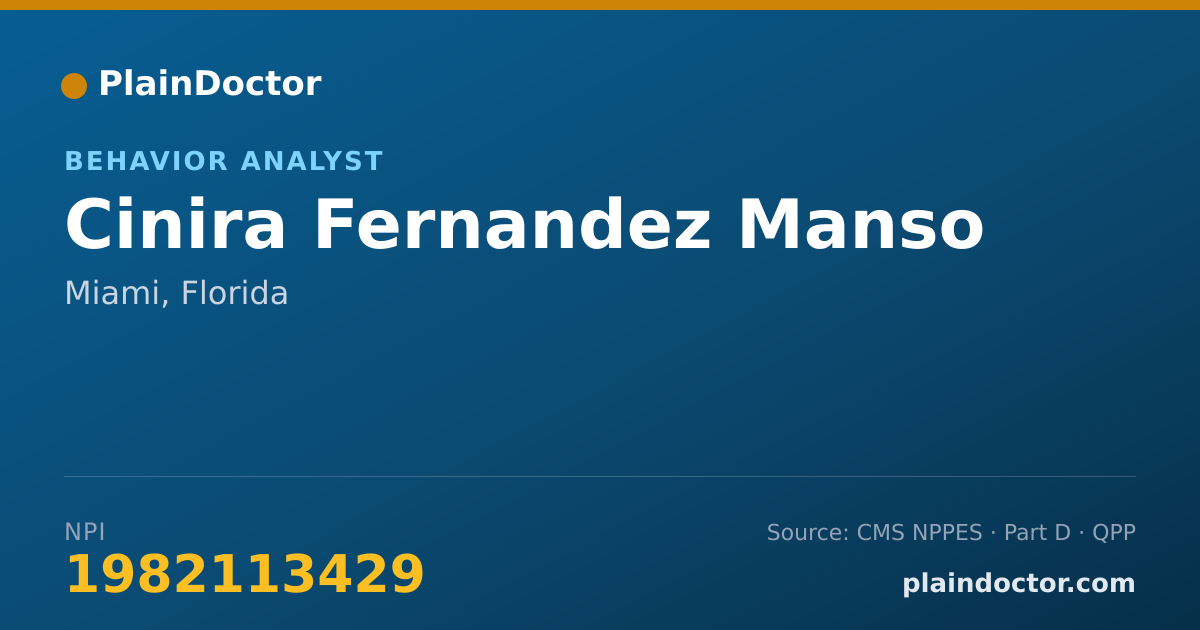 Shareable card for Cinira Fernandez Manso - Behavior Analyst, Miami, FL