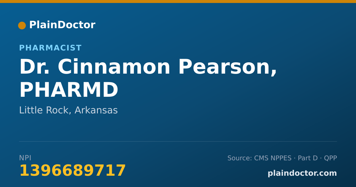 Shareable card for Cinnamon Pearson, PHARMD - Pharmacist, Little Rock, AR
