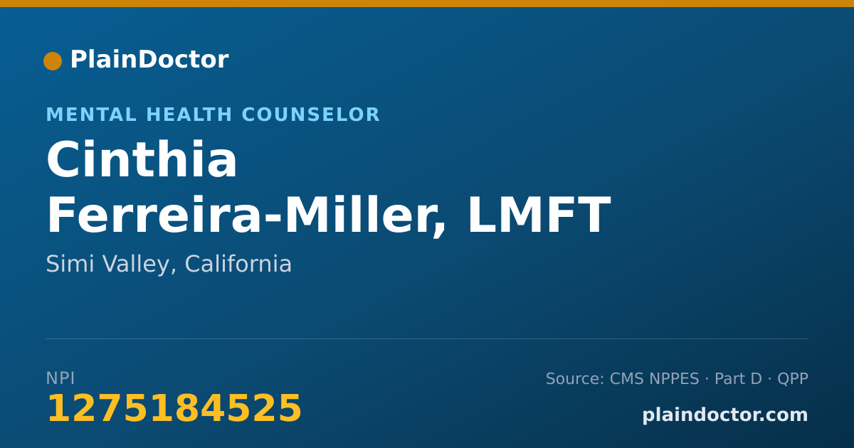 Shareable card for Cinthia Ferreira-Miller, LMFT - Mental Health Counselor, Simi Valley, CA