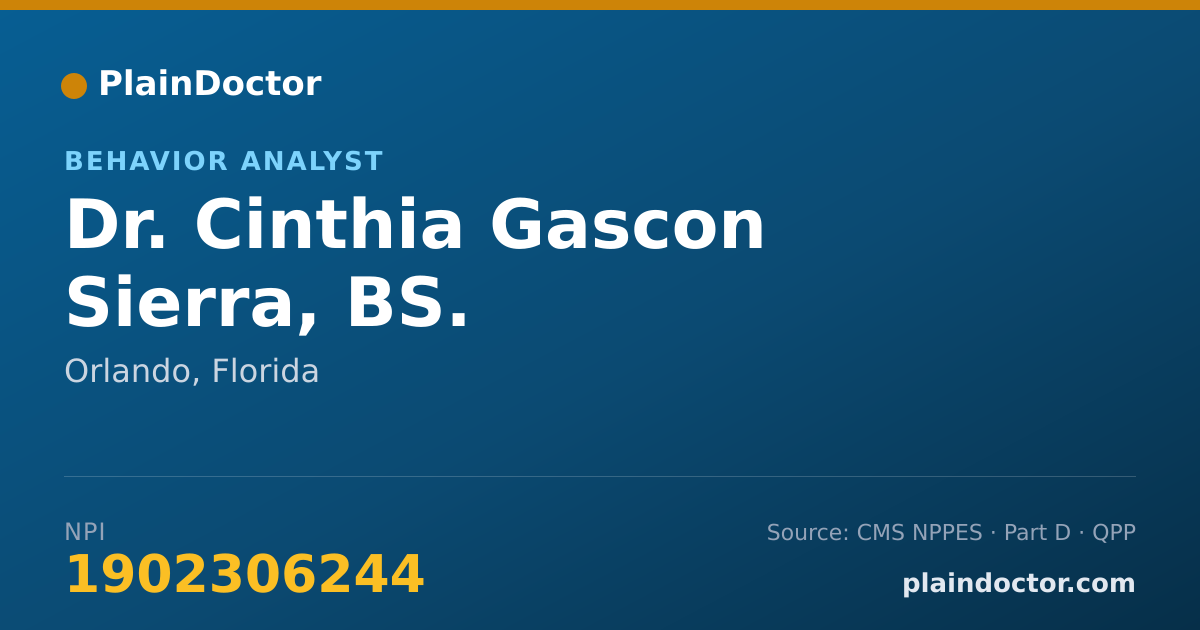 Shareable card for Cinthia Gascon Sierra, BS. - Behavior Analyst, Orlando, FL