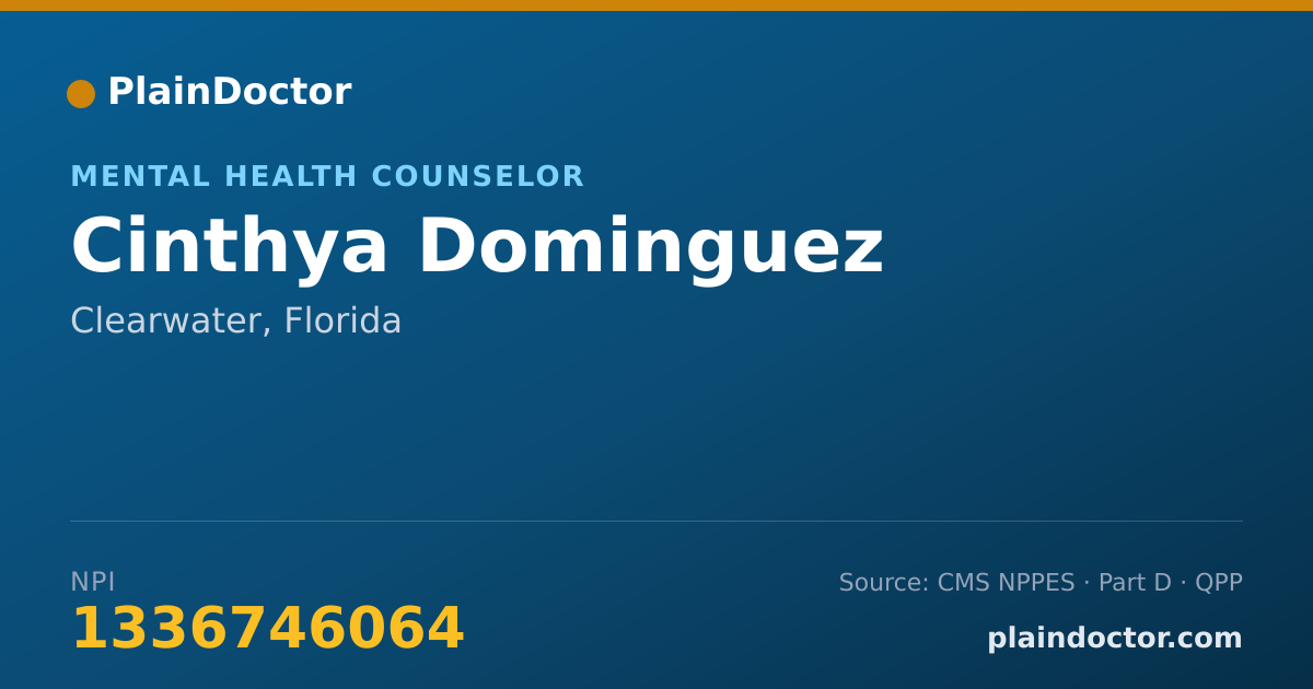Shareable card for Cinthya Dominguez - Mental Health Counselor, Clearwater, FL
