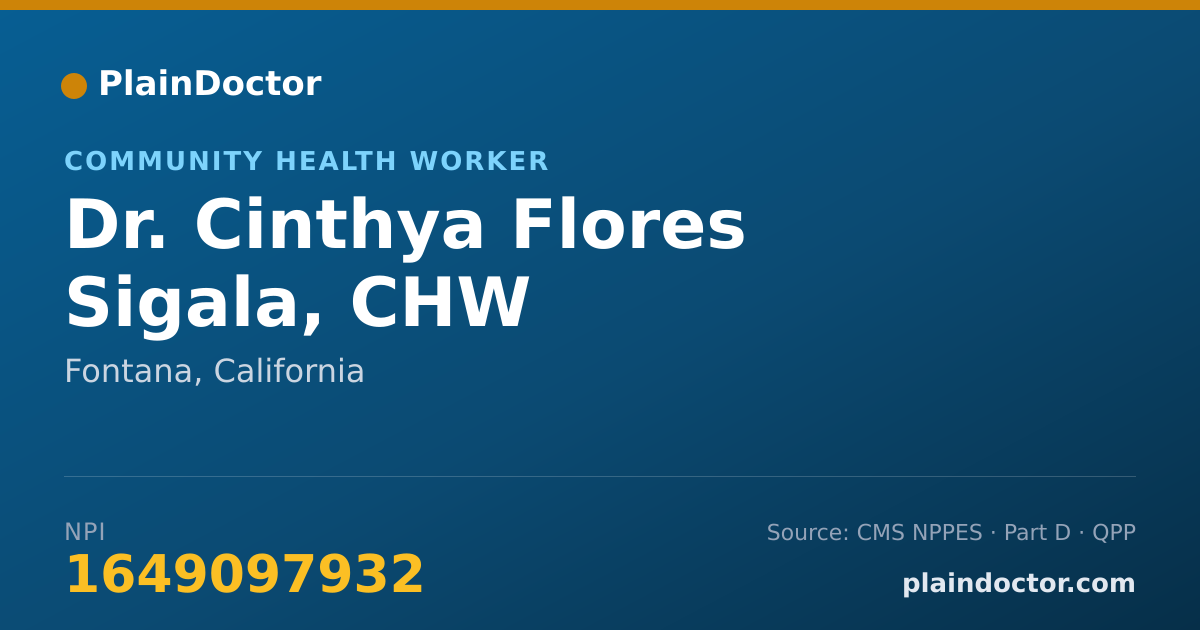 Shareable card for Cinthya Flores Sigala, CHW - Community Health Worker, Fontana, CA