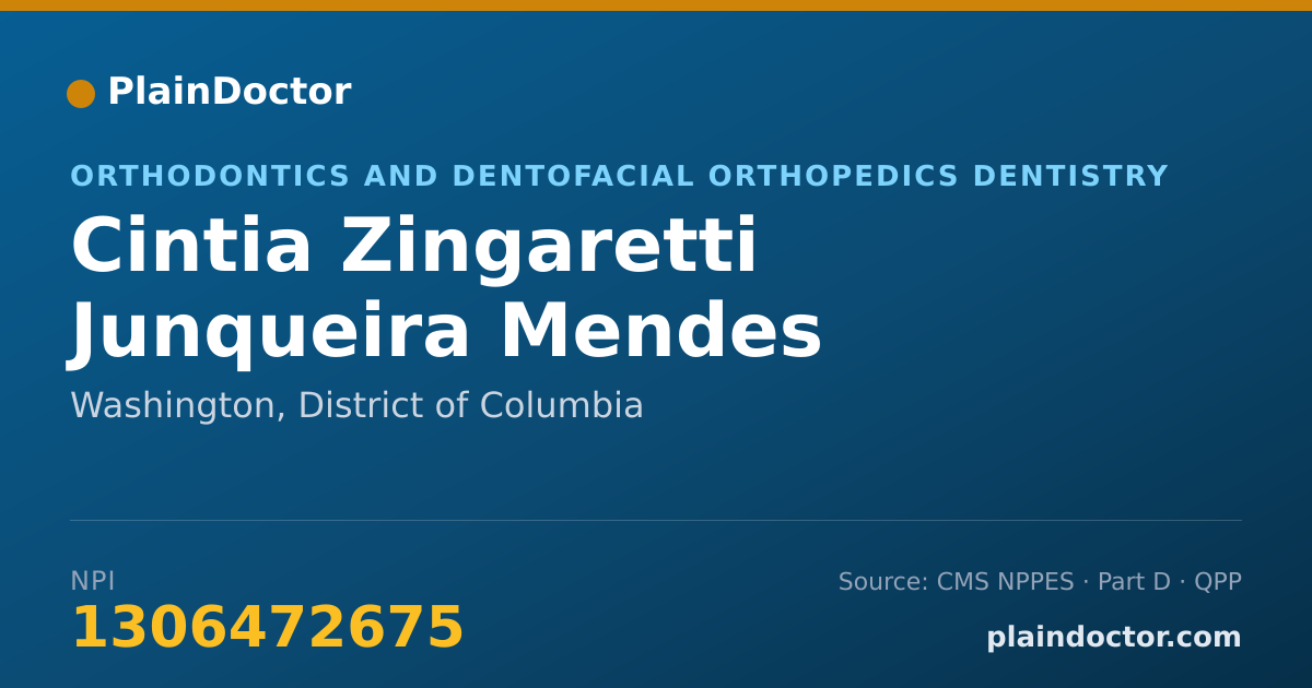 Shareable card for Cintia Zingaretti Junqueira Mendes - Orthodontics and Dentofacial Orthopedics Dentistry, Washington, DC