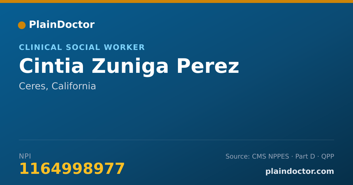 Shareable card for Cintia Zuniga Perez - Clinical Social Worker, Ceres, CA