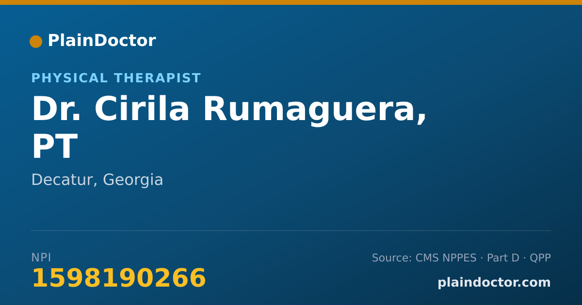 Shareable card for Cirila Rumaguera, PT - Physical Therapist, Decatur, GA