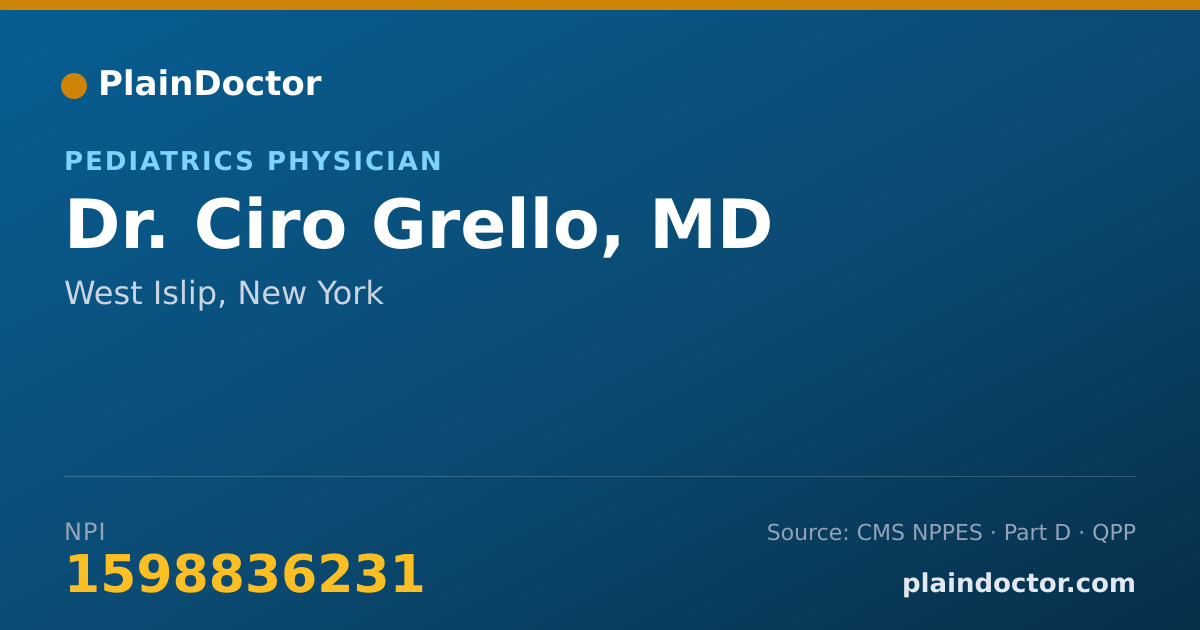 Shareable card for Ciro Grello, MD - Pediatrics Physician, West Islip, NY
